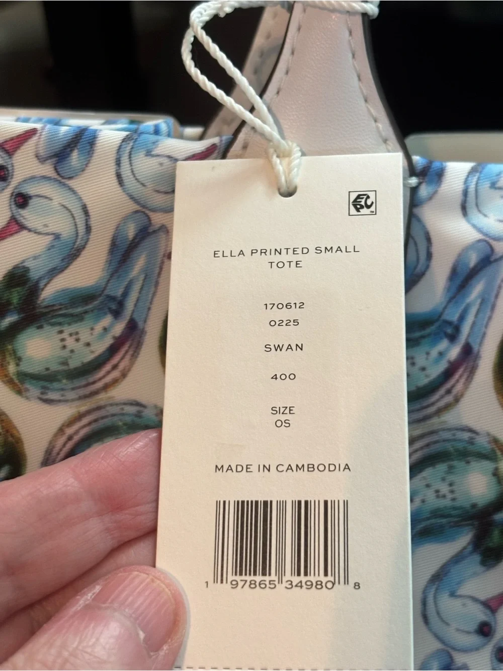 Tory Burch Ella Printed Small Nylon Tote – Swan Pattern (Brand New With Tags)